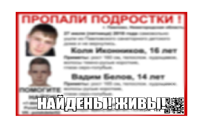 Коля Иконников и Вадим Белов, пропавшие в Нижегородской области, найдены через 2 недели поисков